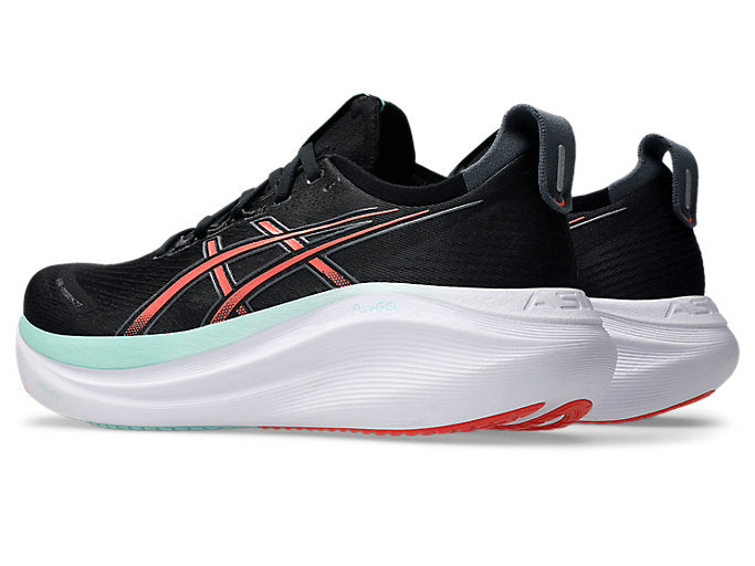 Asics Gel Nimbus 27 (D Width) - Black/Coral Reef (Mens)