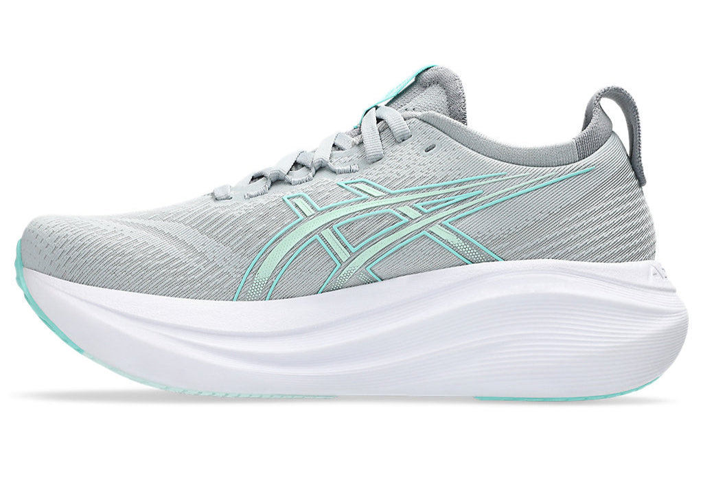 Asics Gel Nimbus 27 (D Width) - Piedmont Grey/ Illuminate Mint (Womens)