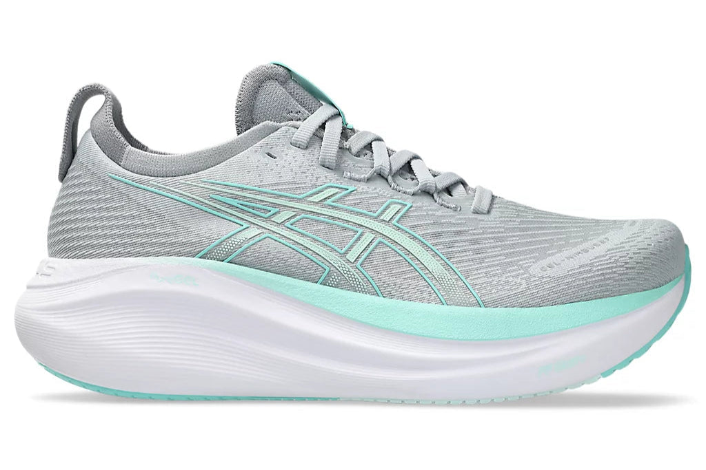 Asics Gel Nimbus 27 (D Width) - Piedmont Grey/ Illuminate Mint (Womens)