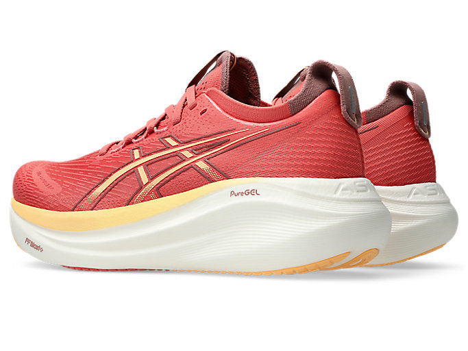 Asics Gel Nimbus 27 (D Width) - Dark Pink Clay/Orange Glow (Womens)