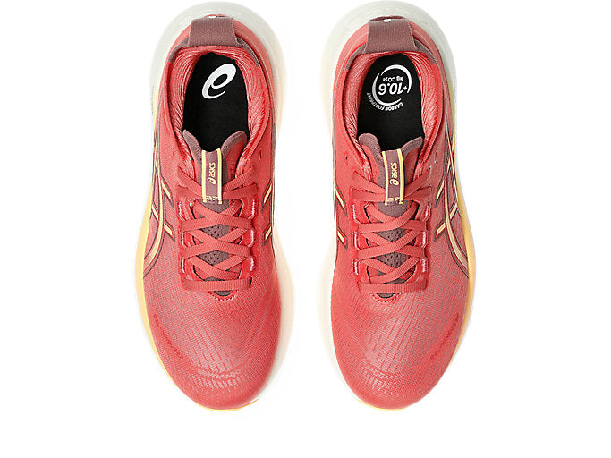 Asics Gel Nimbus 27 (D Width) - Dark Pink Clay/Orange Glow (Womens)