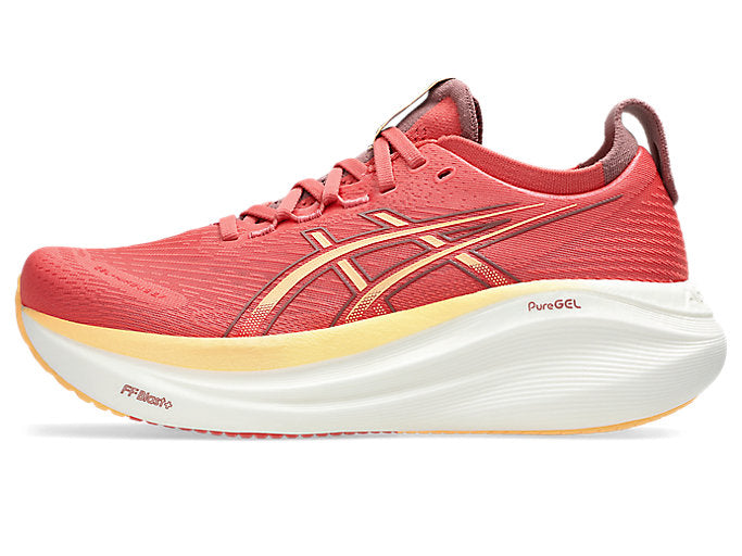 Asics Gel Nimbus 27 (D Width) - Dark Pink Clay/Orange Glow (Womens)