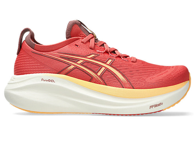 Asics Gel Nimbus 27 (D Width) - Dark Pink Clay/Orange Glow (Womens)