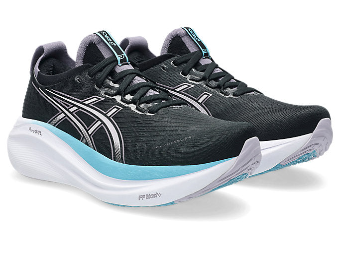 Asics Gel Nimbus 27 (B Width) - Black/Dusk Violet (Womens)