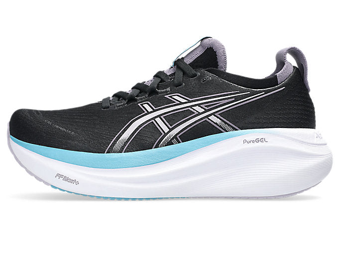 Asics Gel Nimbus 27 (B Width) - Black/Dusk Violet (Womens)