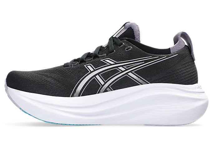 Asics Gel Nimbus 27 (B Width) - Black/Dusk Violet (Womens)