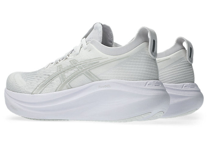 Asics Gel Nimbus 27 (B Width) - White/Glacier Grey(Womens)