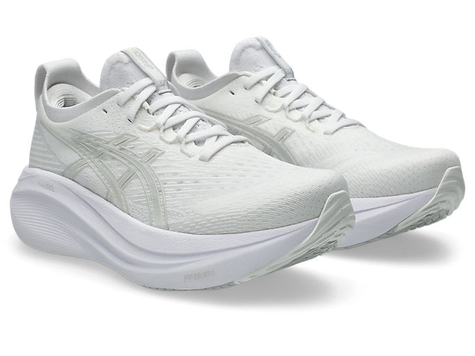 Asics Gel Nimbus 27 (B Width) - White/Glacier Grey(Womens)
