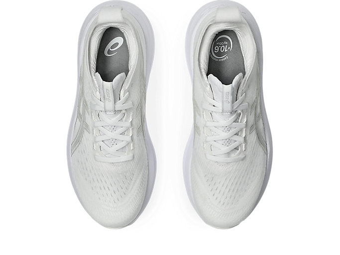 Asics Gel Nimbus 27 (B Width) - White/Glacier Grey(Womens)