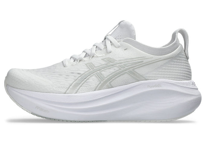 Asics Gel Nimbus 27 (B Width) - White/Glacier Grey(Womens)
