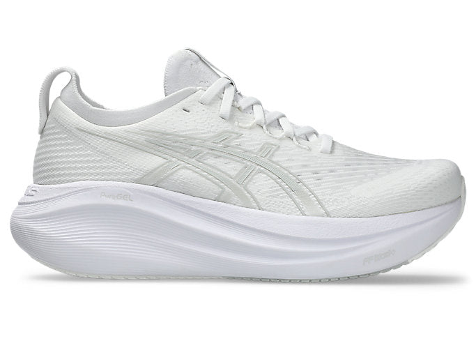 Asics Gel Nimbus 27 (B Width) - White/Glacier Grey(Womens)