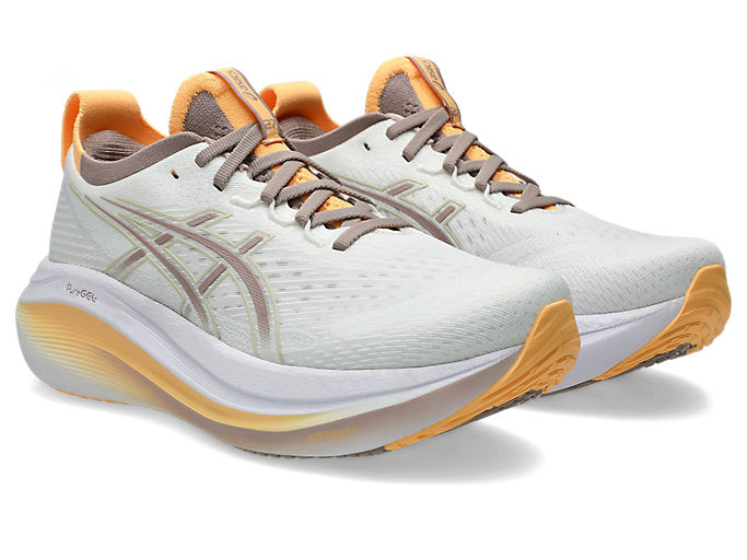 Asics Gel Nimbus 27 (B Width) - White/Fawn (Womens)
