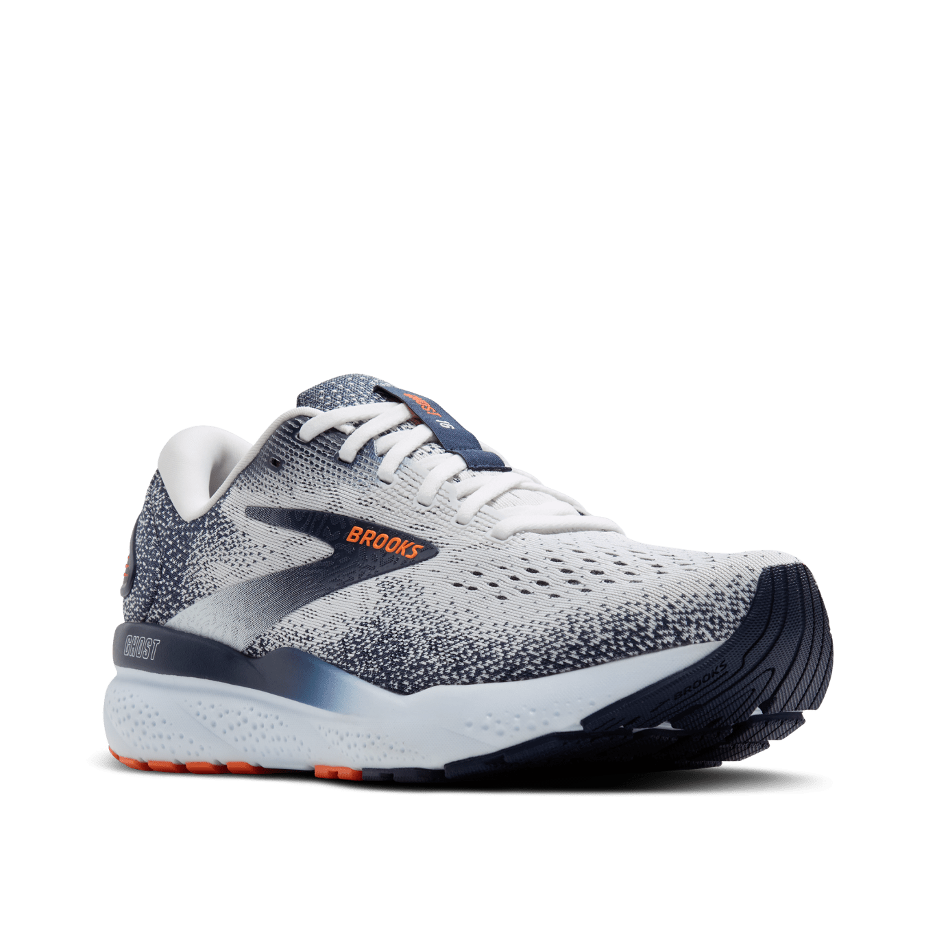Brooks Ghost 16 (D Width) - White/Peacoat/Orange (Mens)