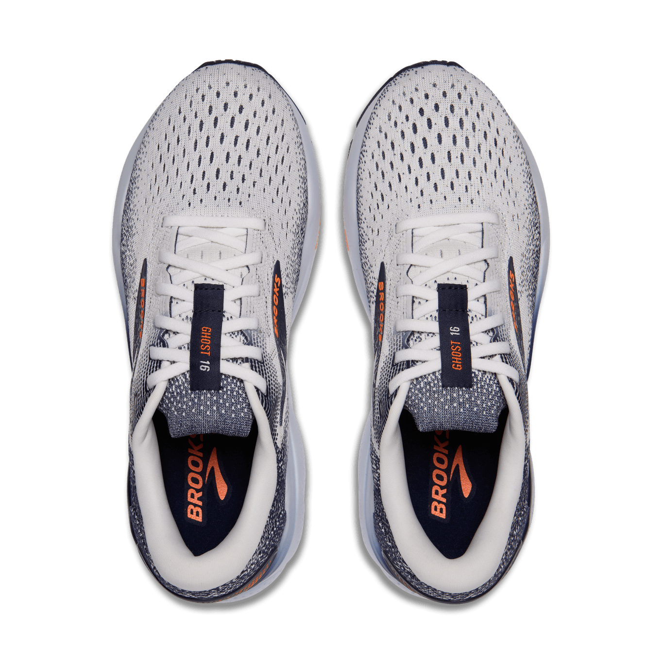 Brooks Ghost 16 (D Width) - White/Peacoat/Orange (Mens)