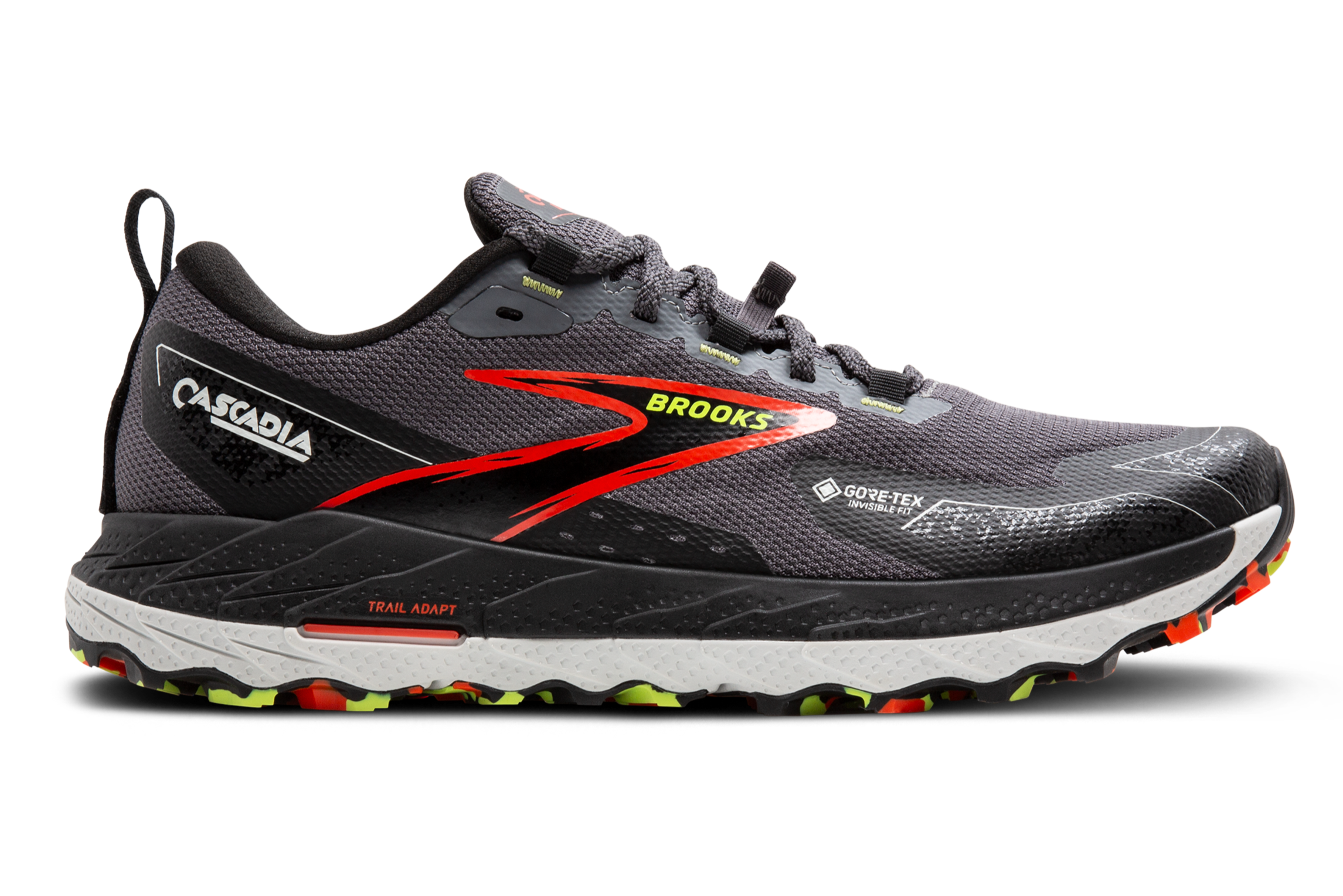 Brooks Cascadia 18 GTX (D Width) - Blackened Pearl/Black/Tomato (Mens)