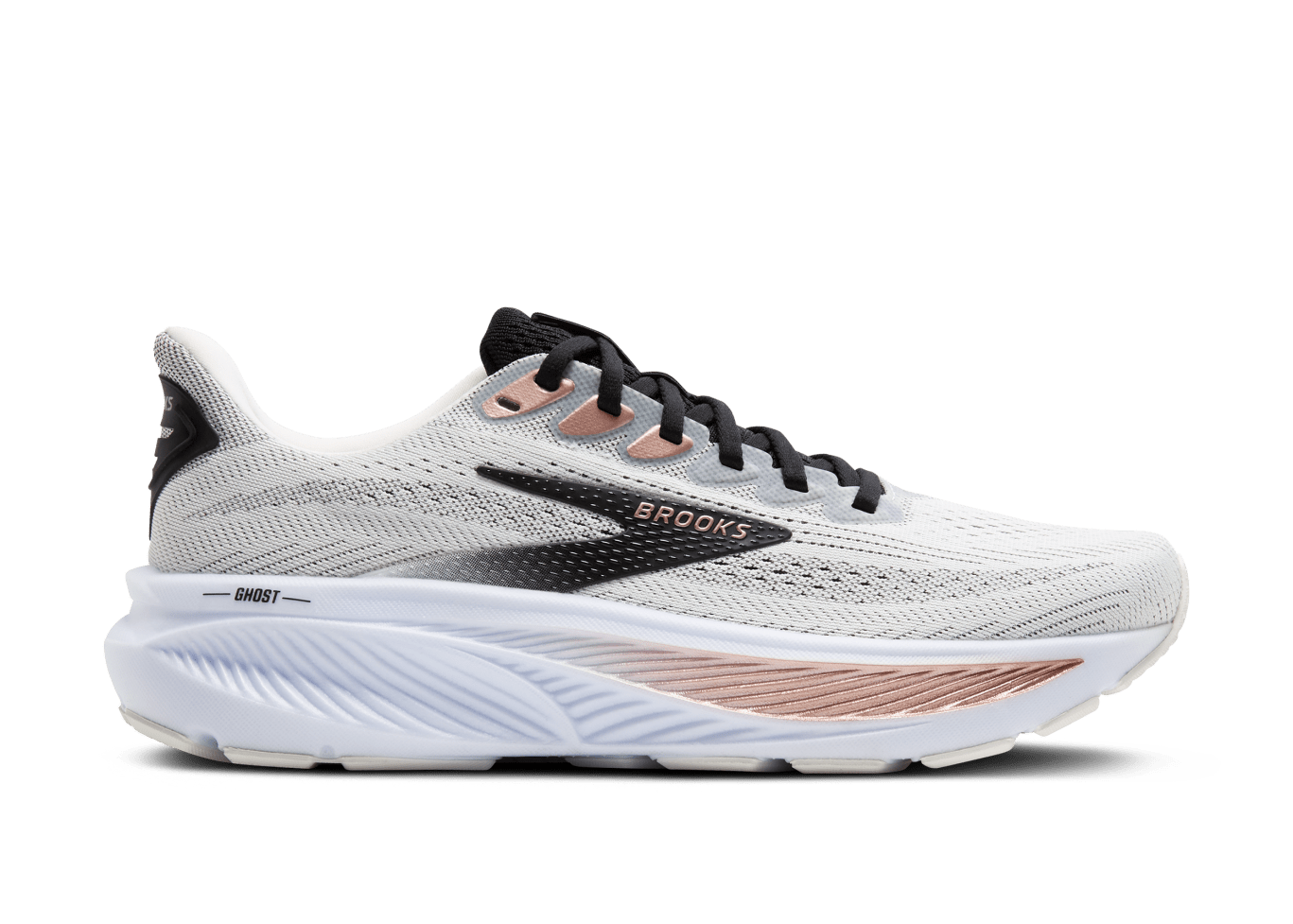 Brooks Ghost 17 (B Width) - White/Black/Rose Gold (Womens)