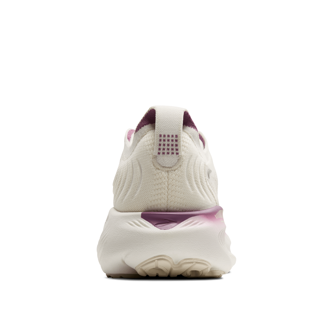 White sneaker with purple accents on a transparent background