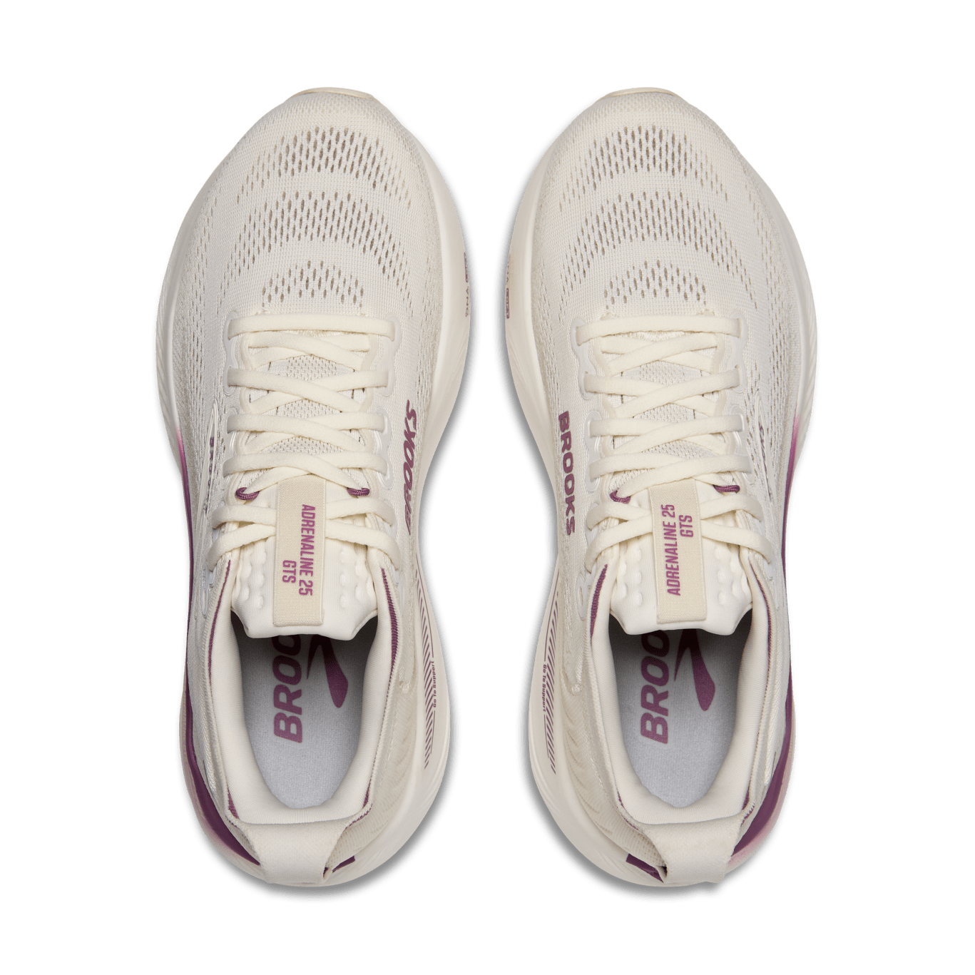 White running shoes with pink accents on a transparent background