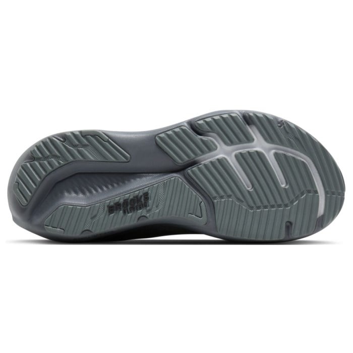 Gray athletic shoe sole with brand logo on a white background