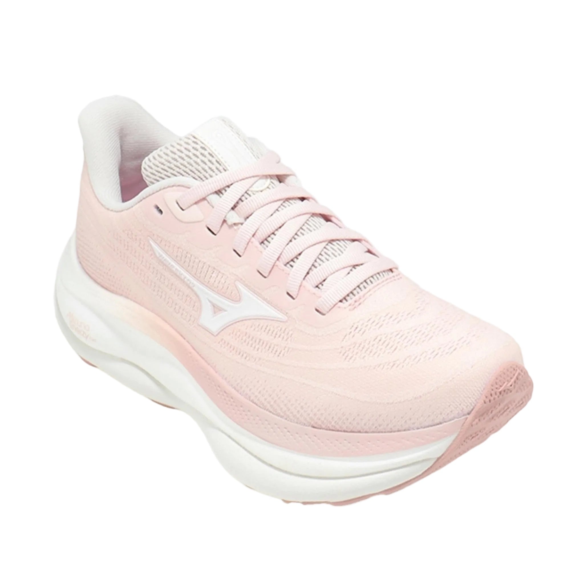 Pink running shoe on a white background