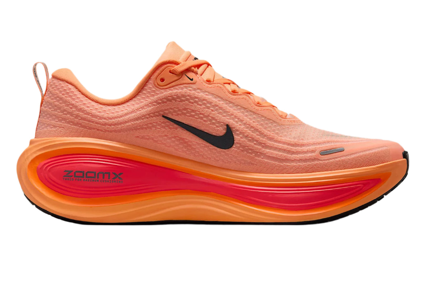 Orange running shoe with Nike logo on a white background