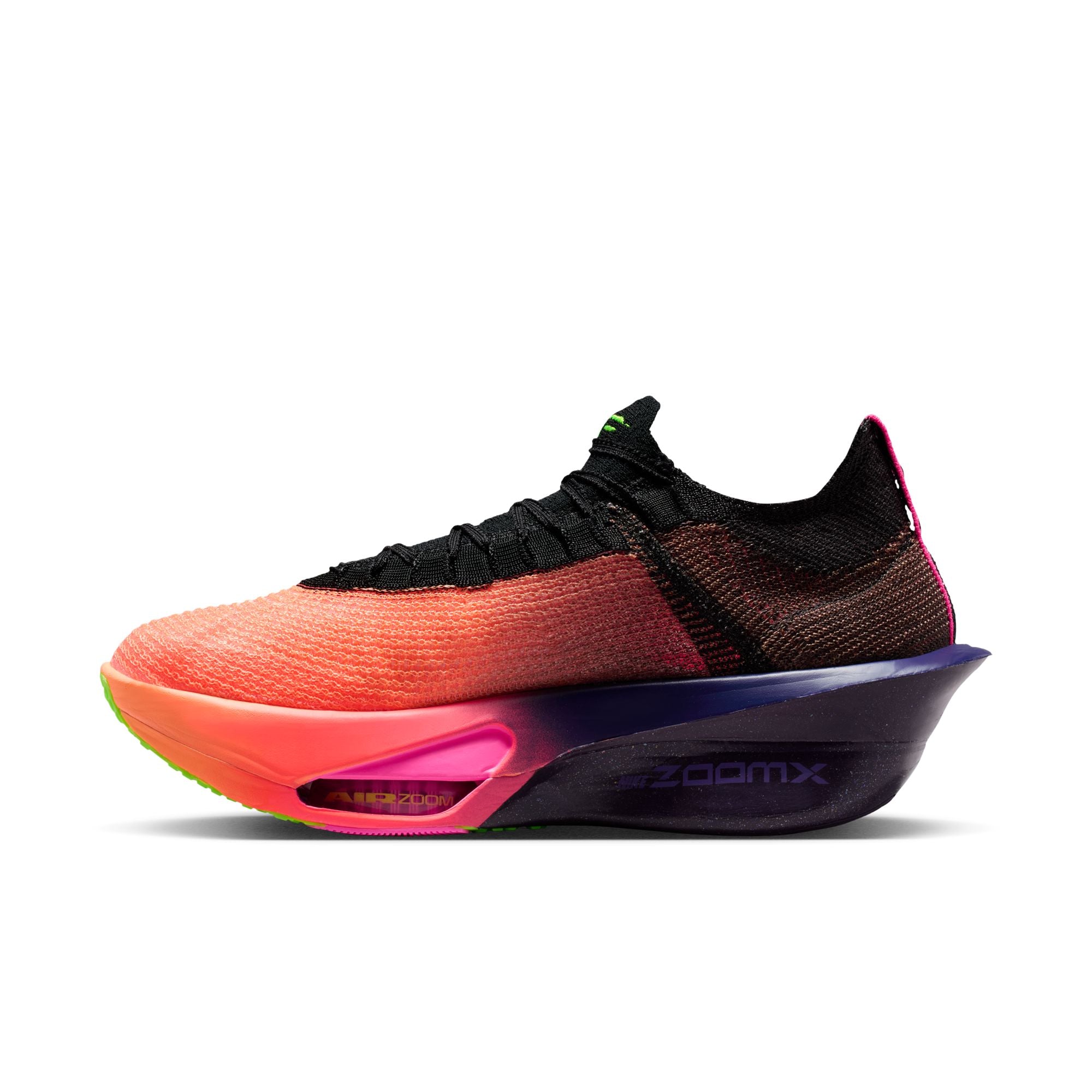 Colorful running shoe with 'zoomx' branding on a white background