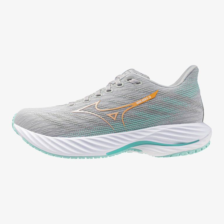 Mizuno Wave Rider 28 (D Width) - Harbor Mist/ White/ Aruba Blue (Womens)