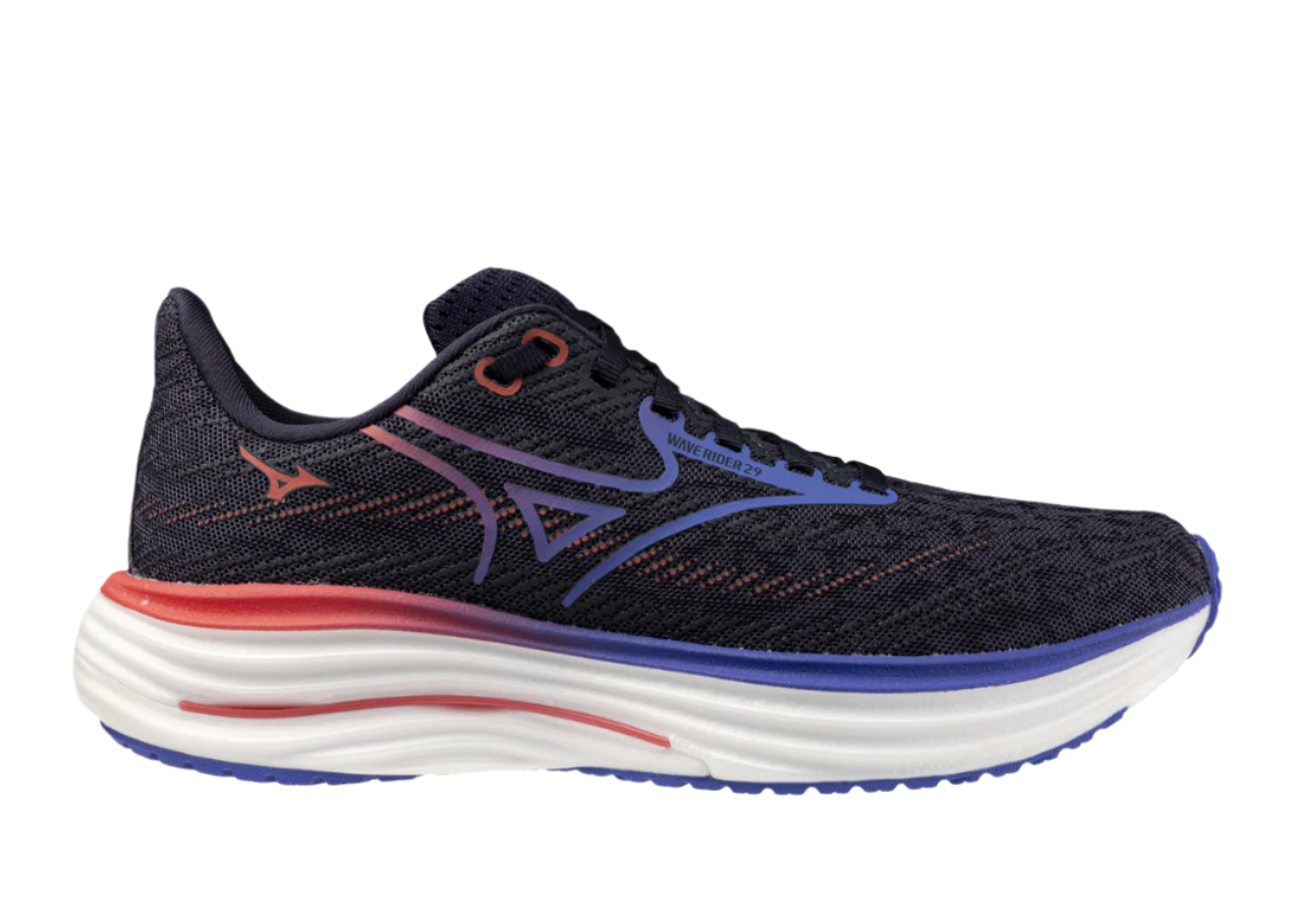 Mizuno Wave Rider 29 (B Width) - Odyssey Grey/Iris Bloom/ Calypso Coral (Womens)