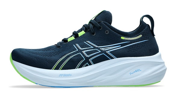 Asics Gel Nimbus 26 (4E Width) - French Blue/ Electric Lime (Mens)