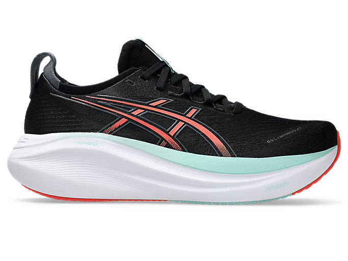 Asics Gel Nimbus 27 (D Width) - Black/Coral Reef (Mens)