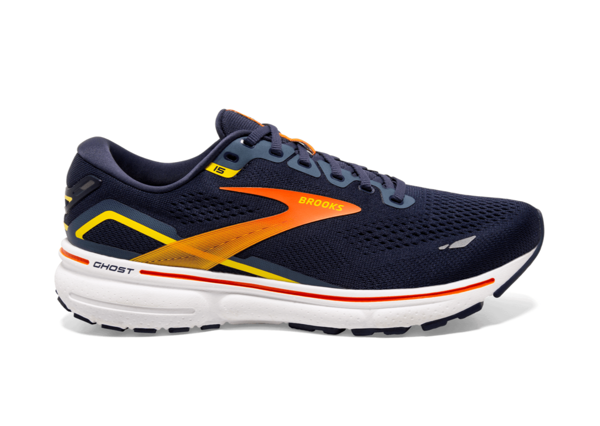 Brooks Ghost 15 (D Width) - Peacoat/Red/Yellow (Mens)