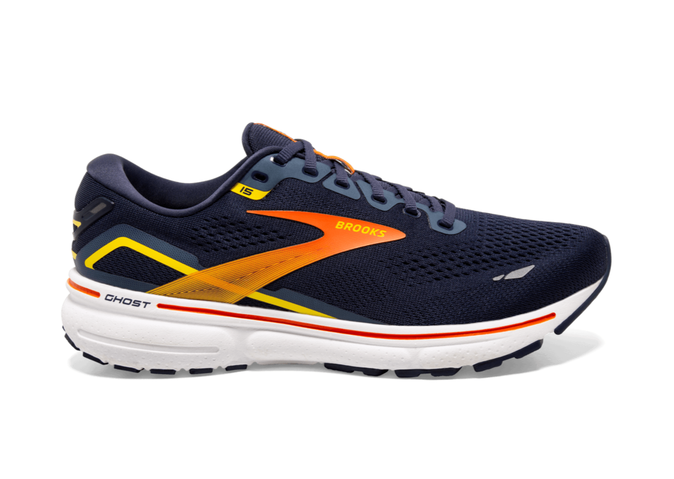 Brooks Ghost 15 (D Width) - Peacoat/Red/Yellow (Mens)