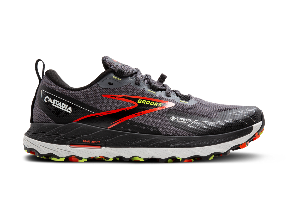 Brooks Cascadia 18 GTX (D Width) - Blackened Pearl/Black/Tomato (Mens)