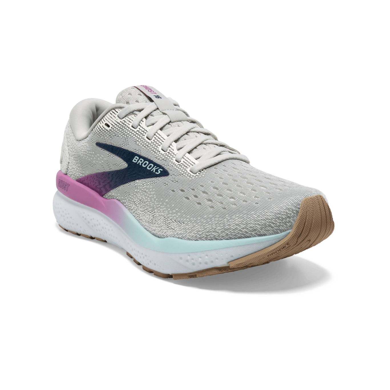 Brooks Ghost 16 (D Width) -  White/Grey/Estate Blue (Womens)