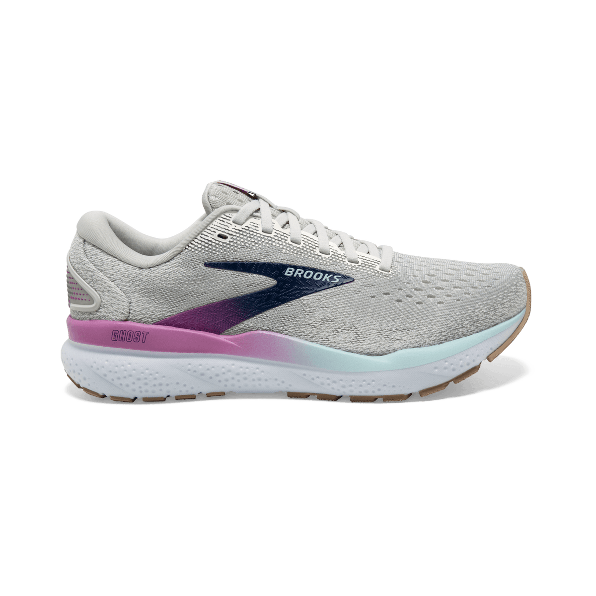 Brooks Ghost 16 (D Width) -  White/Grey/Estate Blue (Womens)