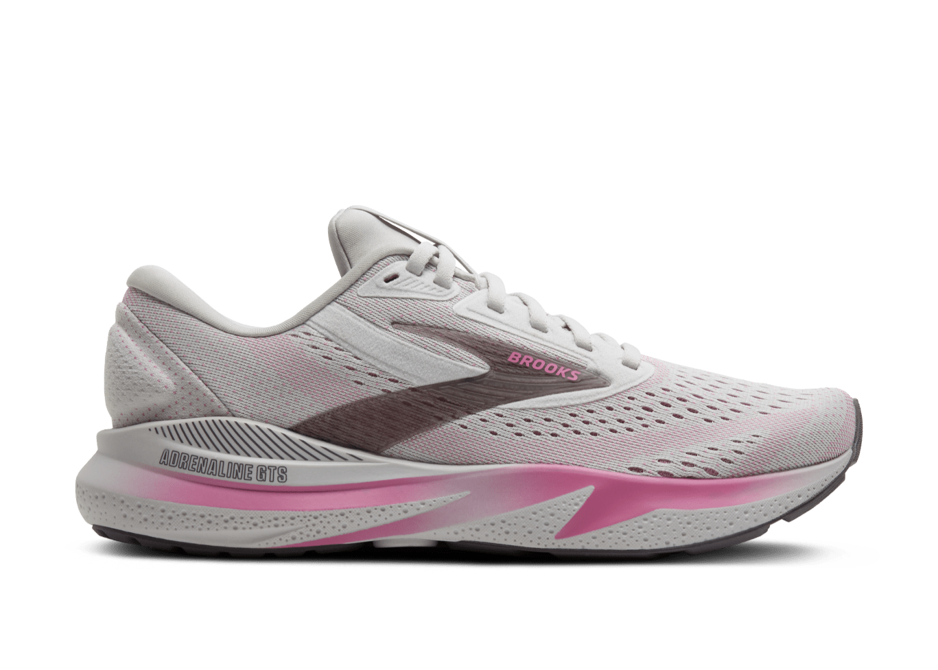 Brooks Adrenaline GTS 24 (B Width) - Oyster/Excalibur/Pink (Womens)