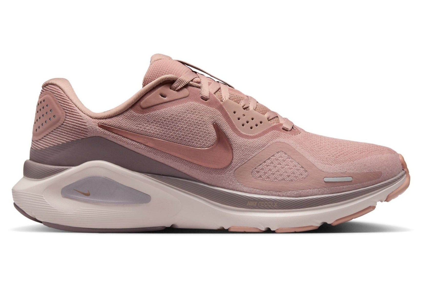 Pink running shoe on a white background