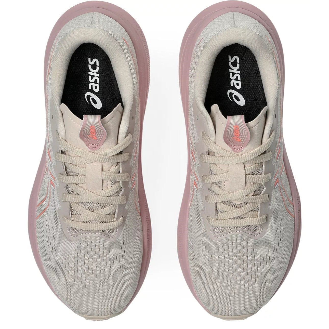 Pair of Asics running shoes on a white background