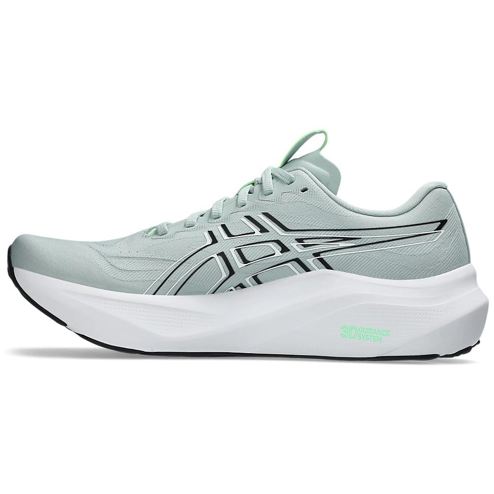 Light blue running shoe on a white background