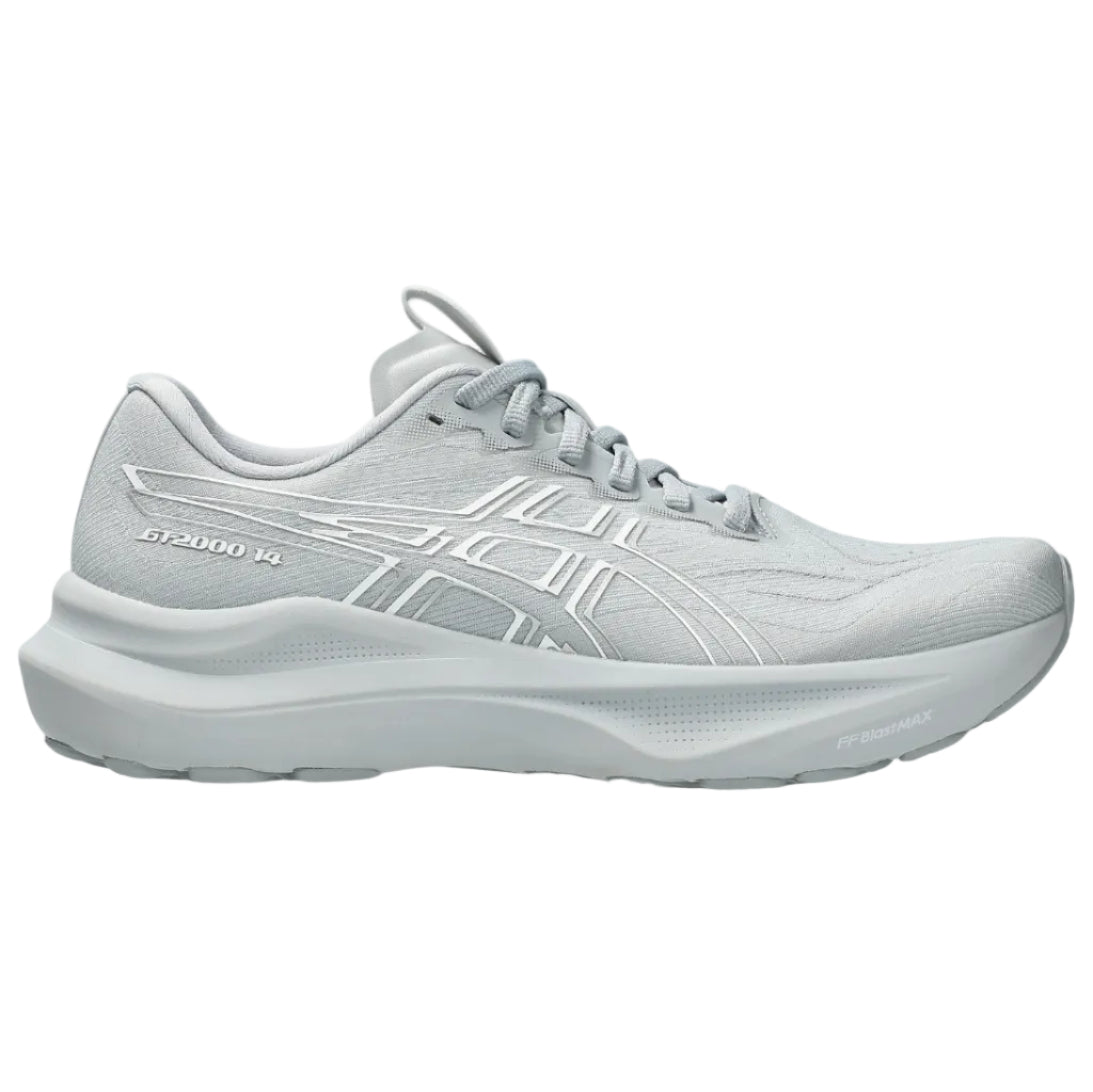 Grey running shoe on a white background