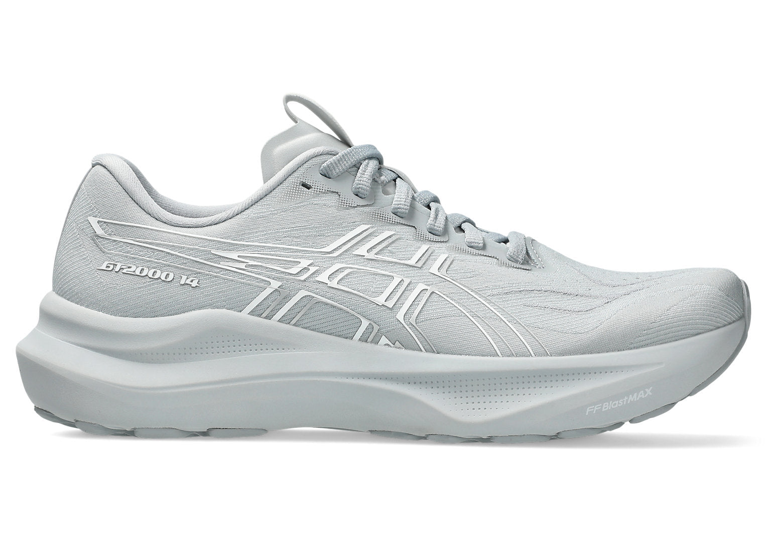 Grey running shoe on a white background
