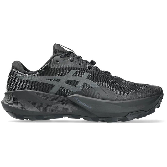 Black running shoe on a white background