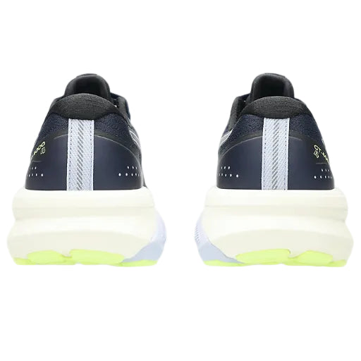 Pair of black and white sneakers with a focus on sole design on a white background