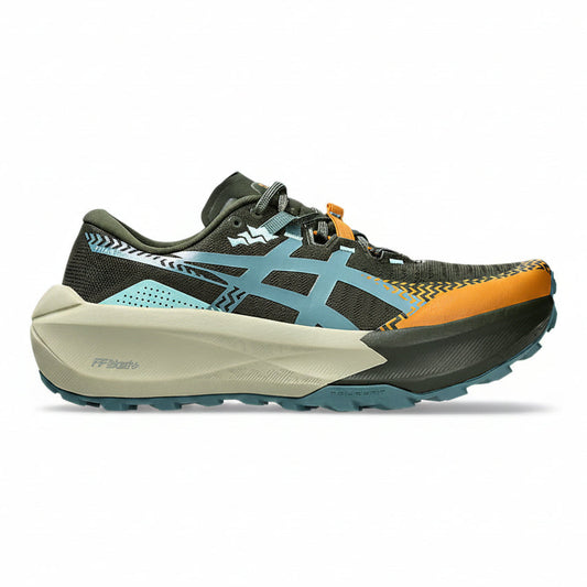 Multicolored running shoe on a white background