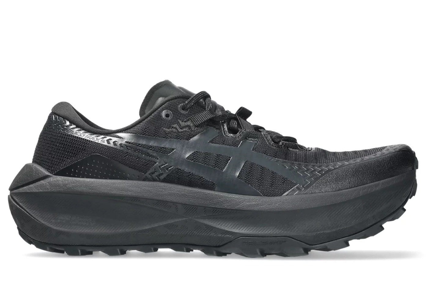 Black athletic shoe on a white background