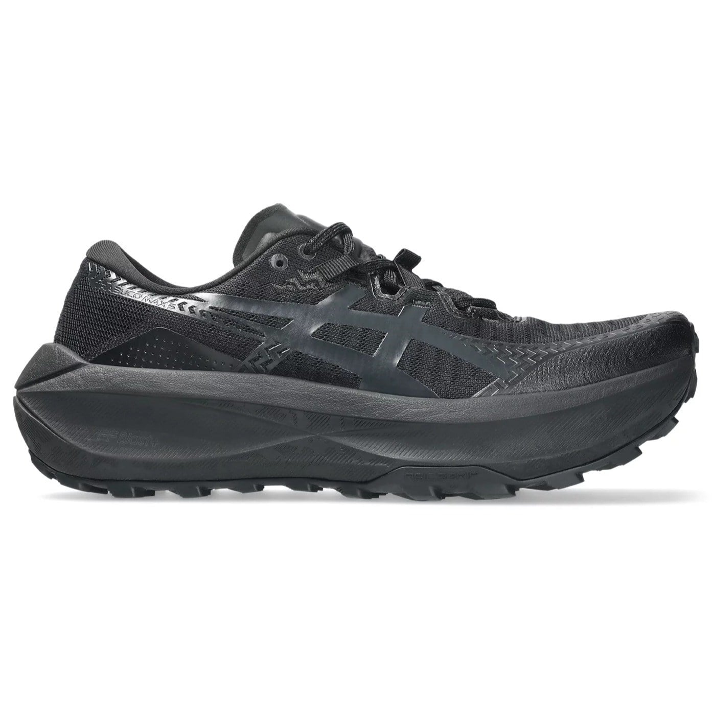 Black athletic shoe on a white background