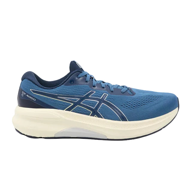 Blue running shoe on a white background