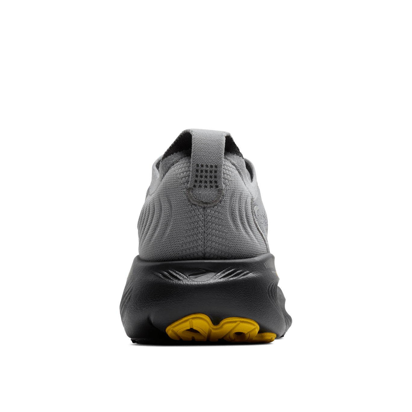 Gray sneaker with yellow sole on a transparent background