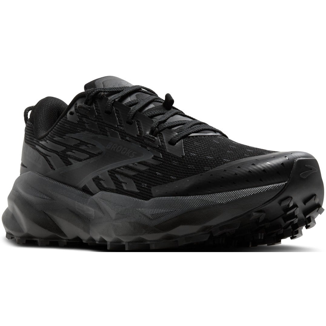 Black athletic shoe on a white background