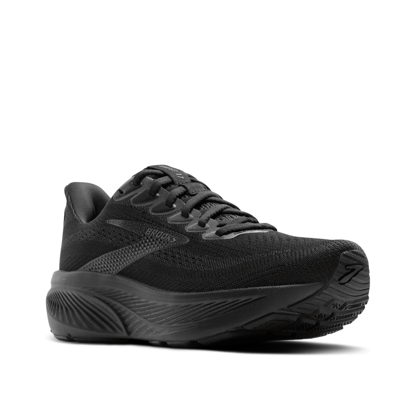 Black running shoe on a transparent background